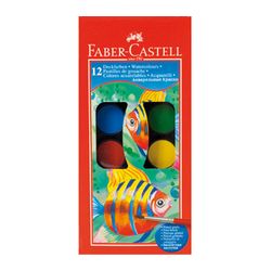 Faber-Castell School Watercolour Paint Pan Pack of 12 + 1 Brush